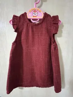 【conco】バースデイキッズ ワンピース ボルドー フリル ノースリーブ
