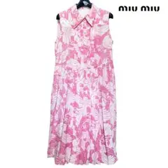 極美品 Miu Miu ミュウミュウ◆シルク ノースリーブ プリーツ ワンピースのサムネイル