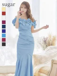 ドニアクイーン　ロングドレス　キャバドレス　エンジェルブルー　パール