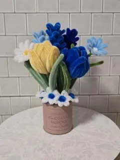 モールフラワー花束　缶鉢付き　枯れない花