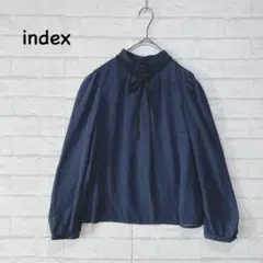 index インデックス レディース スタンドカラーブラウス(M)フリルリボン