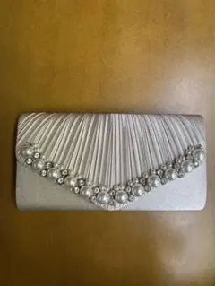 パール装飾プリーツデザインパーティーバッグ