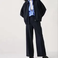 UNIQLO ブラッシュドジャージーワイドパンツ M ネイビー 新品同様品