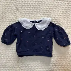 ネイビー フリル襟 トレーナー 80