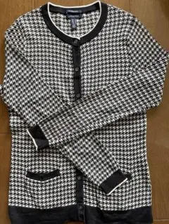 Lands' End 千鳥格子　コットンカーディガン 日本サイズL