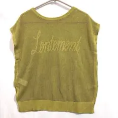 niko and... ニコアンド ロゴ 透かし編み ニットベスト イエロー M