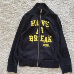 ディーゼル　キッズブルゾン　10 コットン　フルジップ　パーカー　長袖　ロゴ　黒