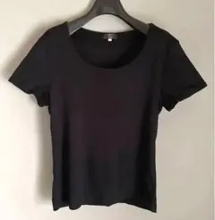 ストレッチ　クルーネックスカットソー　Tシャツ ブラックのサムネイル