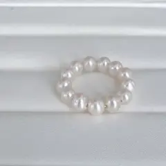 613エッグシェイプオールパールイヤーカフ 指輪フリーサイズ
