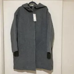 新品　ユニクロ　レディース　グレー ライト　ウールブレンド　フーデットコート　M