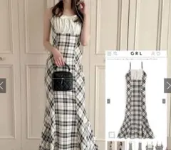 GRL チェック柄キャミソールマーメイドロングワンピース gn467