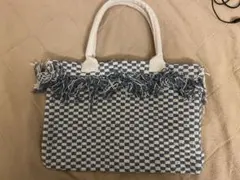 チェック柄フリンジトートバッグ