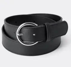 黒 合成皮革 ベルト 円形バックル　在庫なし商品　キレイめカジュアル