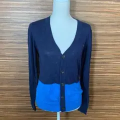 アーノルドパーマー ニット カーディガン サイズ3 L相当 麻 紺色 水色 長袖