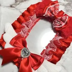 B8 レッド 推しカラー赤 猫耳 トレカケースデコ レースデコ 推し活 オタ活