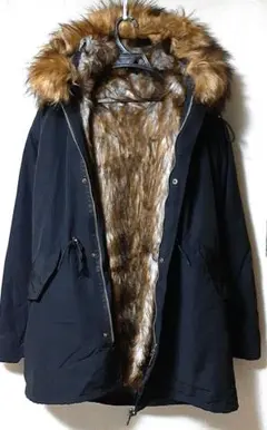 ボリュームファーライナー付き黒メンズモッズコート　美品　2XLサイズ