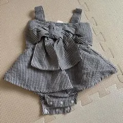 SHEIN ストライプ リボンロンパース 1-3M