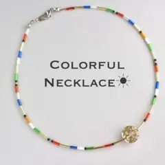 ビーズネックレス　▶︎カラフル＆ビビット ◇ チェコビーズのチャーム　NO.2