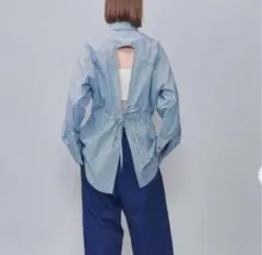 roku 6 cotton stripe back open shirtのサムネイル