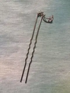 ハンドメイド かんざし ムーンシェイプと桜色 シルバーカラー