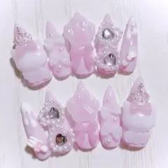 No.543　ネイルチップ 現品 量産型 地雷系 サブカル 平成女児 猫