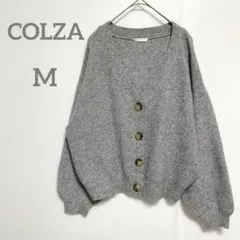 【コルザ】厚手 ニット カーディガン ハニーズ グレー 暖か ゆふだぼ Ｍサイズ