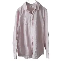 UNIQLO プレミアムリネンシャツ ピンク Lサイズのサムネイル