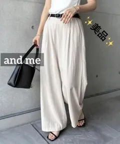 k0023 ✨美品✨　and me リネンブレンドタックワイドパンツ