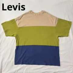 【Levi's】マルチカラー 切替 ダメージ加工 Tシャツ M（L相当）古着