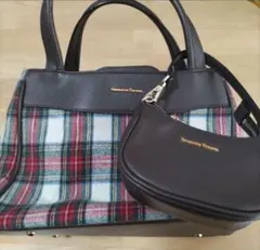 Samantha Thavasa サマンサ　チェック柄トートバッグとポーチセット