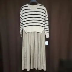 新品タグ付　noa -ge ボーダードッキングニットワンピース　M〜L