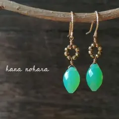 クリソプレーズ.14kgfフックピアスagete.nojess.AHKAH