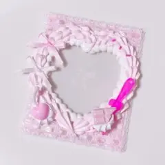 【020】トレカケースデコ 硬質ケース ハート ホイップ pink