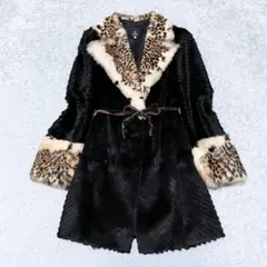 激レア✨ヴェルサーチジーンズクチュール ラビットファー コート レザーベルト付