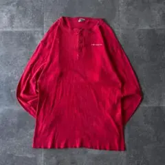 00s Carhartt 無地ロンT 刺繍ロゴ 赤 XL 939 ヘンリーネックのサムネイル