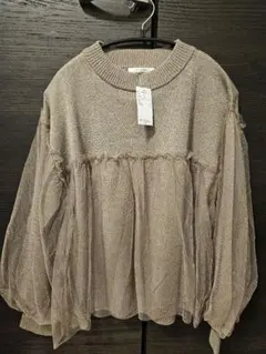 mi様専用【新品未使用タグ付き】チュールドッキングラメニットプルオーバー