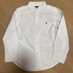 ラルフローレン　キッズ　ポロ刺繍 ホワイト長袖シャツ　4/110㎝
