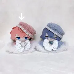 ② 【コーラルピンク】にじぱぺっと 10cm ぬい服 ベレー帽&ケープセット