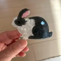 新品未使用　ヘアクリップ うさぎ　グレー　大人カジュアル　髪留め　バンスクリップ