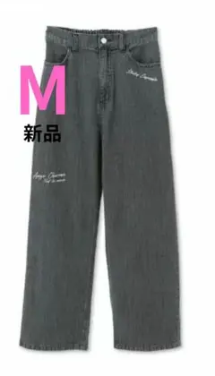 【新品】しまむら辻希美AngeCharme刺繍ワイドデニム　M 中黒　ブラック