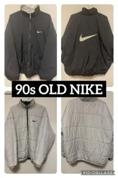 90s 銀タグNike ビッグスウッシュ　リバーシブル　中綿　オールドナイキ