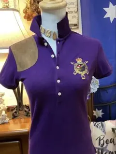 [希少]poLoラルフローレン　レディースポロシャツ　ヤギ革パッチ／エンブレム