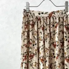 MUMU&Co. ロングスカート フレア ウエストゴム 小花柄 総柄 裏地付き