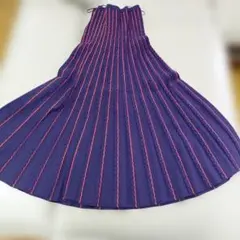 ネイビーオレンジストライププリーツスカート