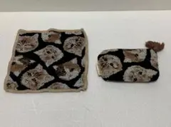 GuGu Worldグーグーワールド　猫柄　ハンカチ・ポーチ　2点セット　超美品