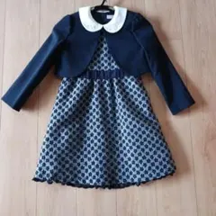 子ども女の子フォーマル　紺　花柄ドレス130cmELLE UN NOIR