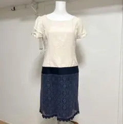 プライドグライド　レース切替ワンピース　M　バイカラー　半袖のサムネイル
