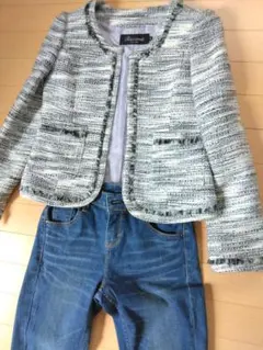 上品♥ツイードノーカラージャケットのサムネイル