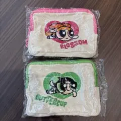 パワーパフガールズ チャーム付き刺繍ポーチ ガチャガチャ バターカップ 2点
