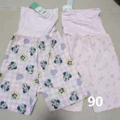 新品　ベビーパジャマ 90cm 2点セット　ディズニー　ミニーちゃん　リボン
